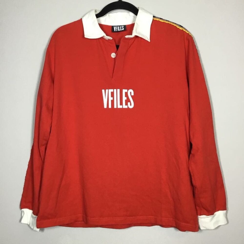 VFiles Red Unisex Blokecore Rugby Preppy Sporty Casual Oversized Polo Shirt S
